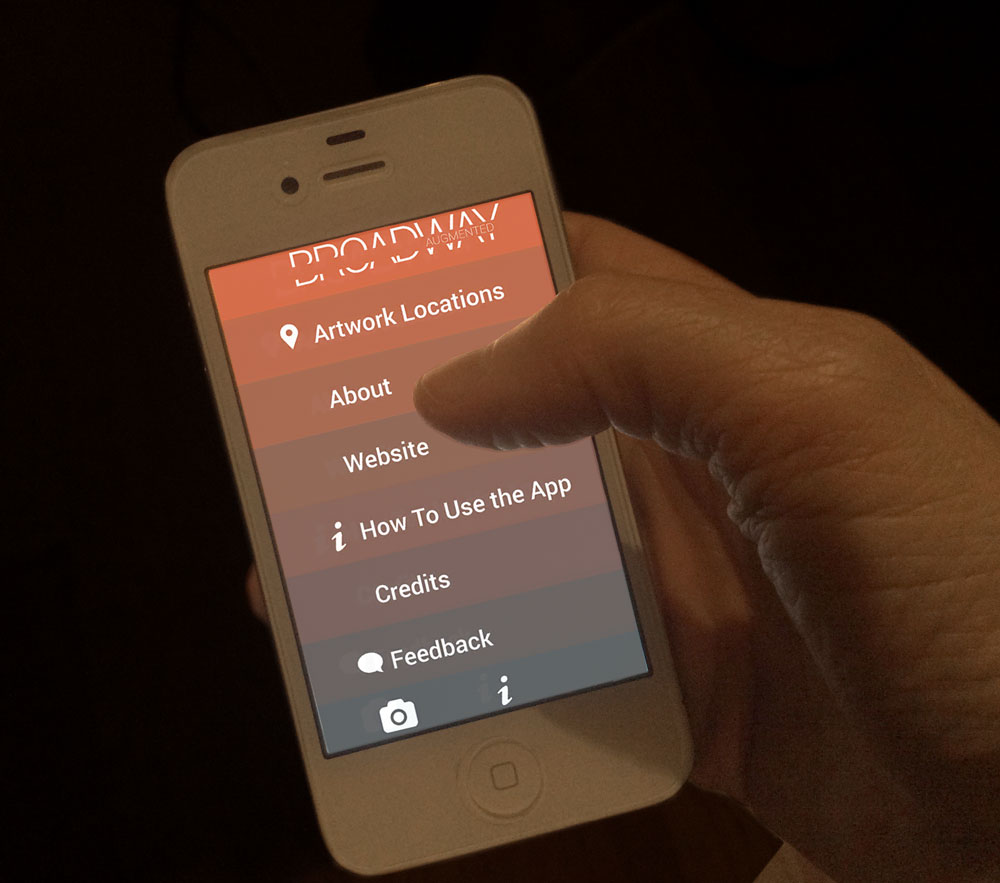 Broadway Augmented app, 2014, developed by Alan Rhodes and designed by Alli Gerriets